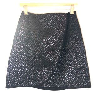 Loft Black Metallic Print Skirt. Size 2 Petite